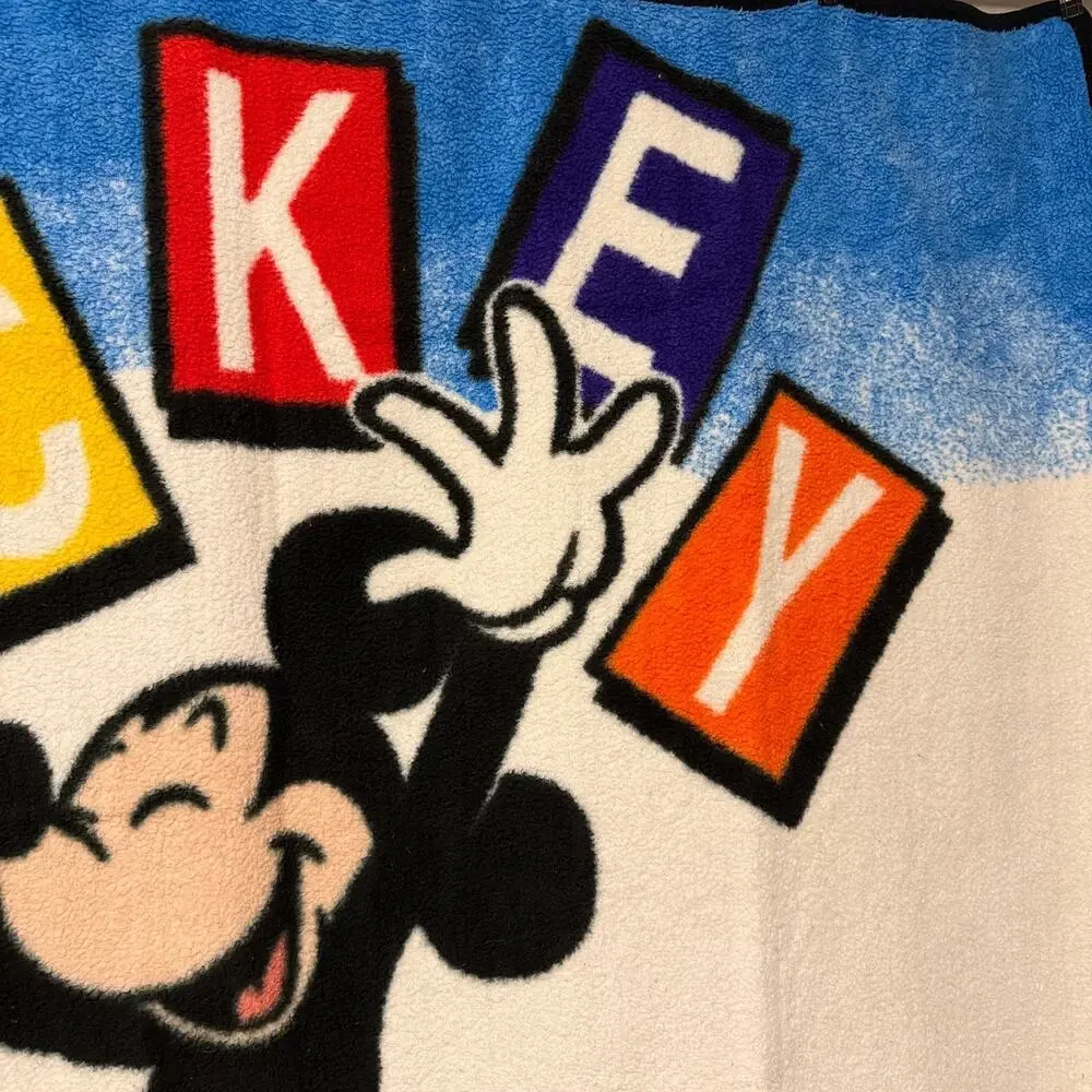 Vintage Biederlack MICKEY Mouse throw blanket - plush primary colors 57 x 48